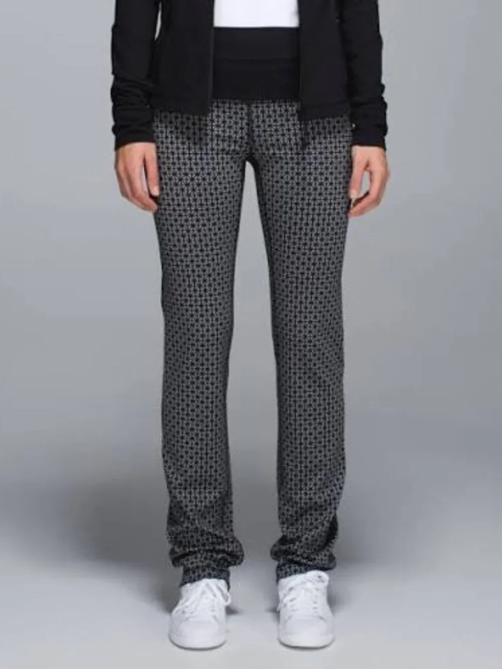 Lululemon Straight Up Pant Tri Geo Silver Spoon Black Womens Size 10